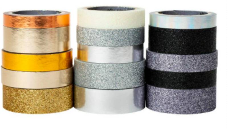 Scotch 15pk Washi Tape Black Gold Silver Glitter White Gray NEW