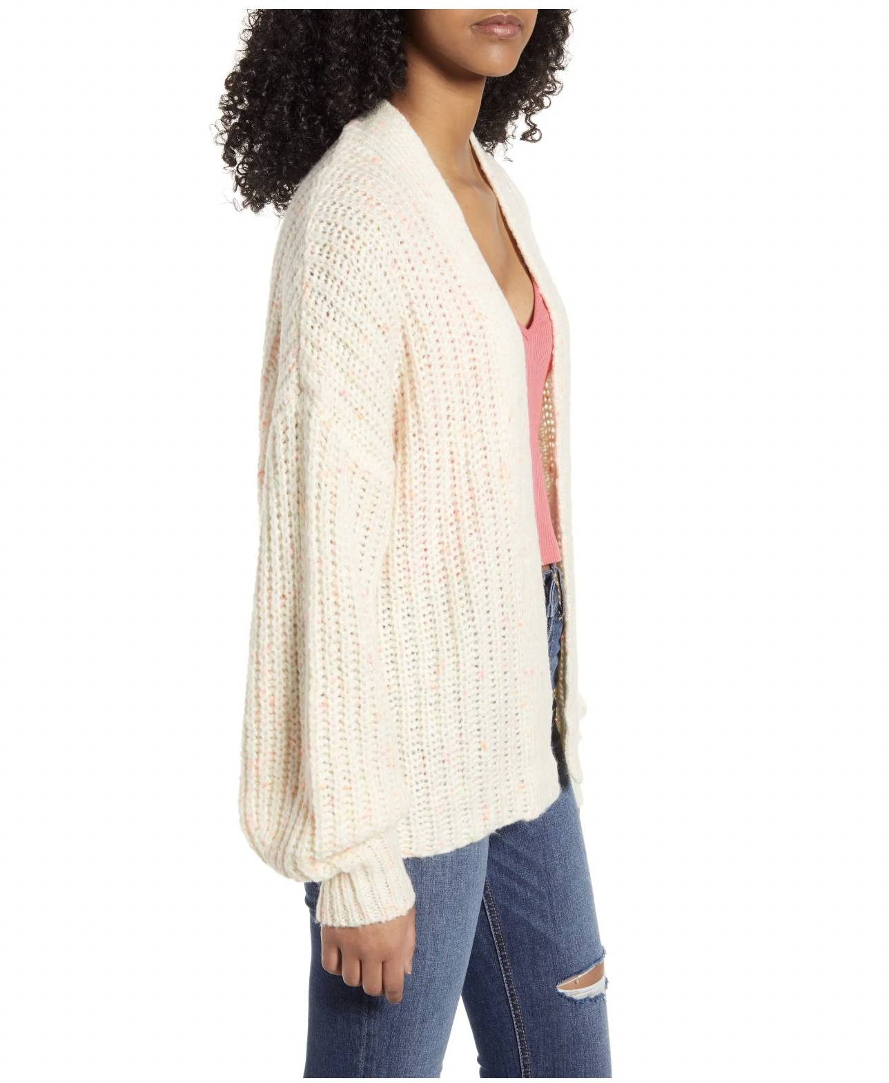 Women's Love by Design Neon Fleck Cardigan Size Medium - Ivory